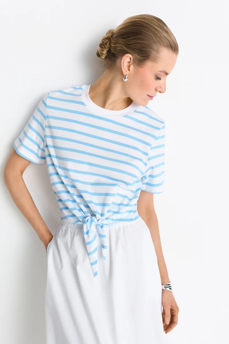 Washed Striped T-Shirt, white