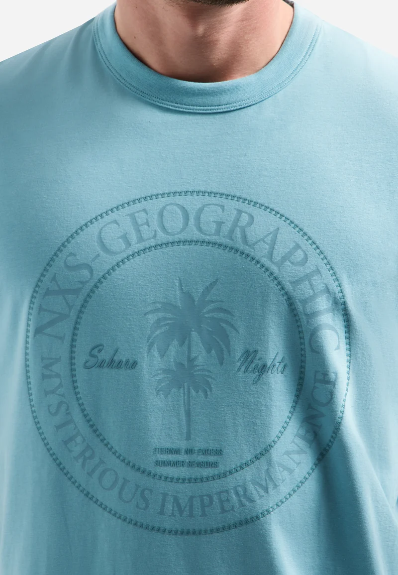 T-Shirt Crewneck Graphic, Seablue