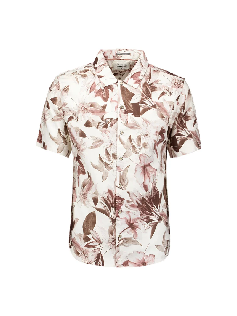 Shirt Short Sleeve Allover Printed, Coral