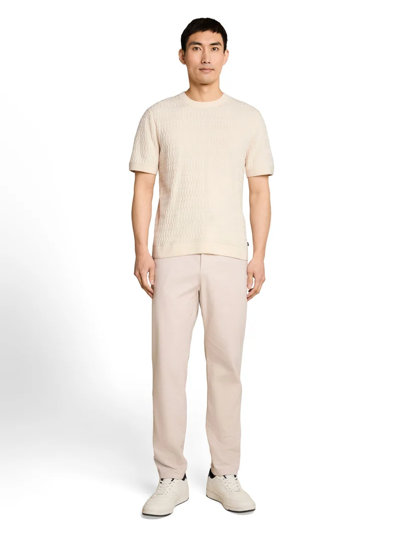 knit t-shirt with rib structur, Gardenia White