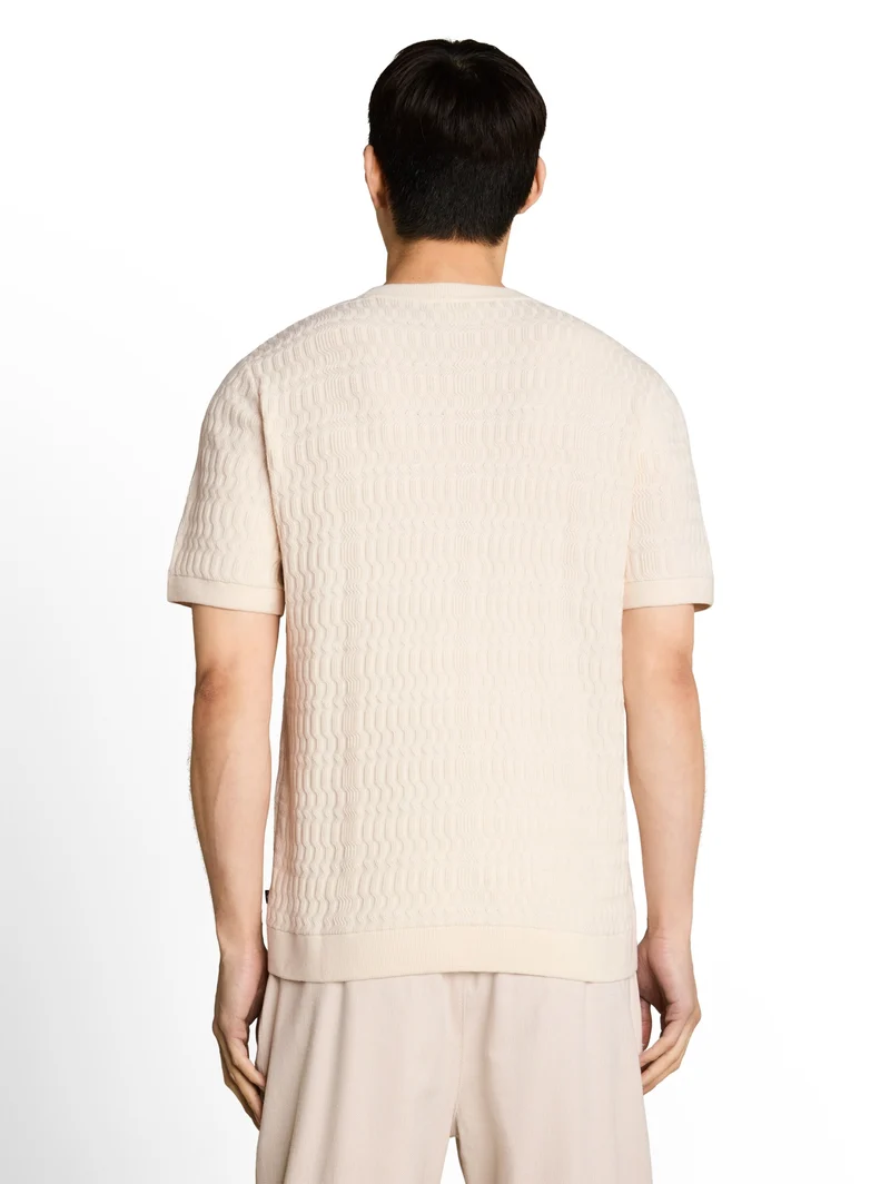 knit t-shirt with rib structur, Gardenia White