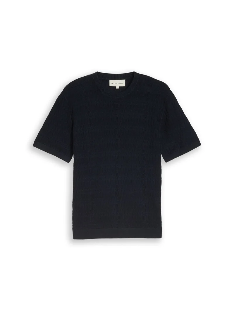 knit t-shirt with rib structur, sky captain blue