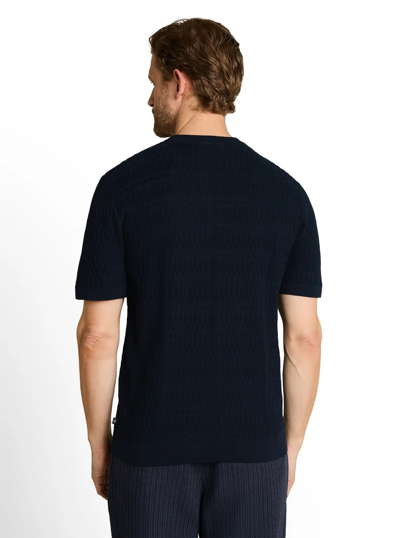 knit t-shirt with rib structur, sky captain blue