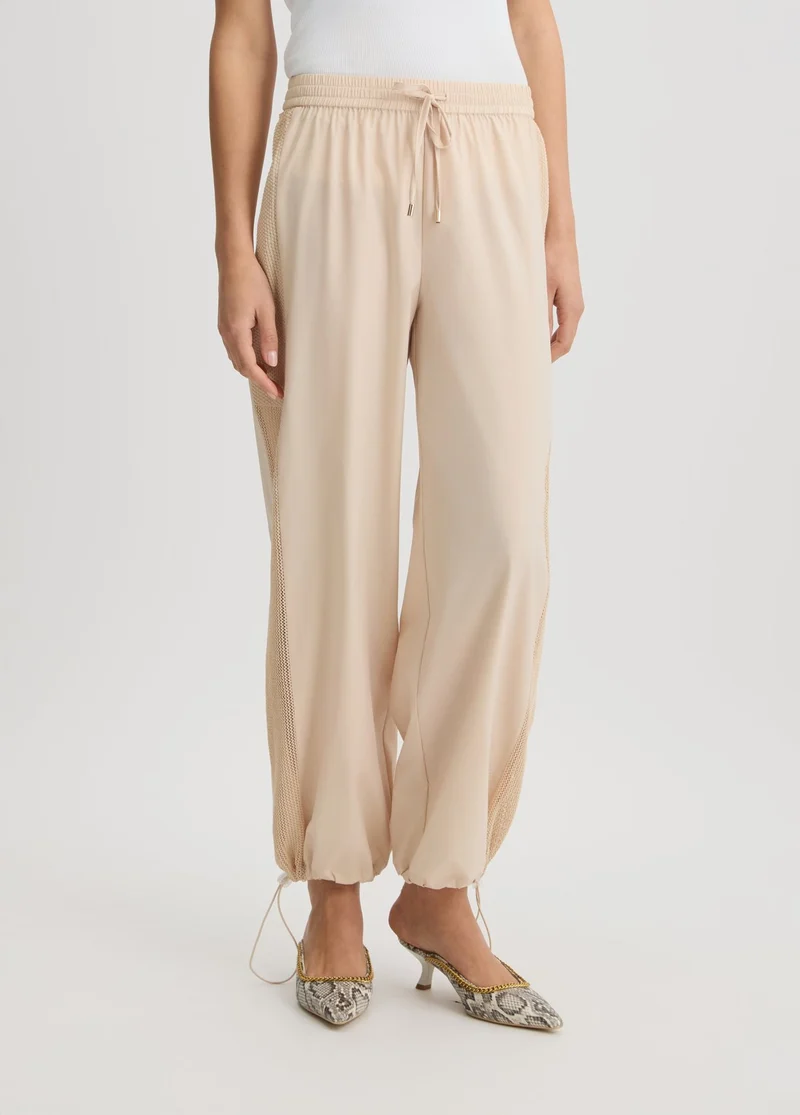 Beige Trousers with Drawstring
