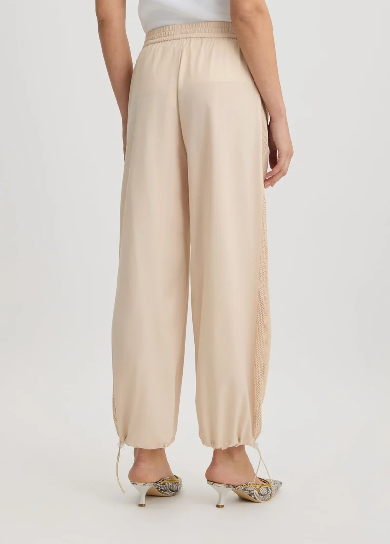 Beige Trousers with Drawstring