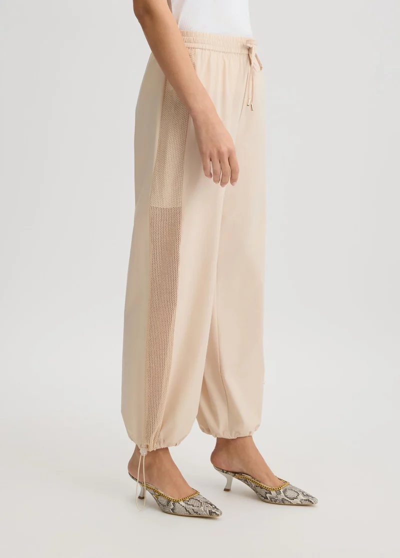 Beige Trousers with Drawstring