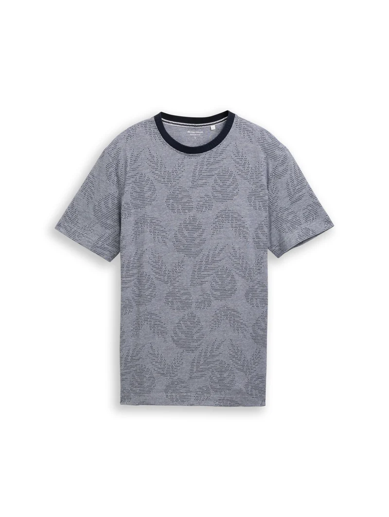jaquard t-shirt, navy leaf jacquard design