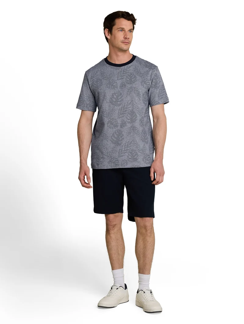 jaquard t-shirt, navy leaf jacquard design