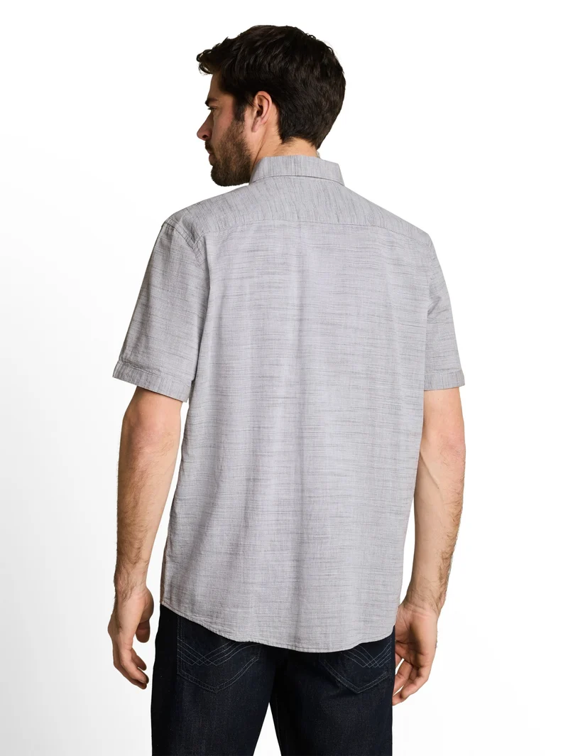 structured slubyarn shirt, leaf green horizontal stripe