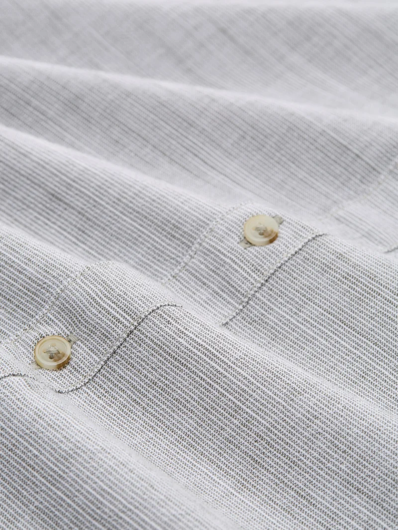 structured slubyarn shirt, leaf green horizontal stripe