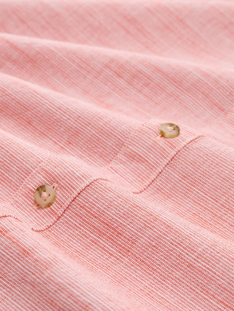 structured slubyarn shirt, orange red horizontal stripe