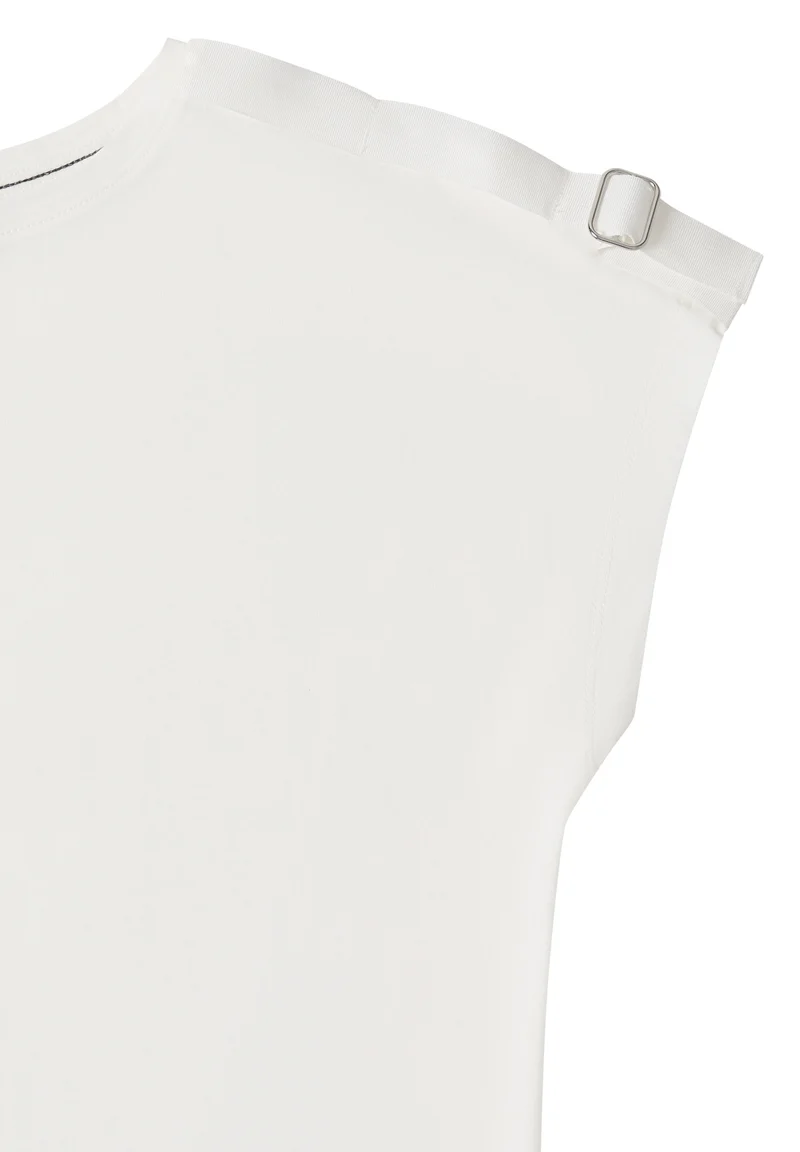 Buckle Detail Shoulder Shirt, vanilla white