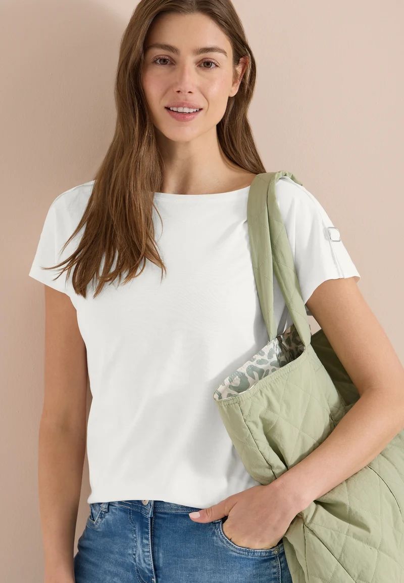 Buckle Detail Shoulder Shirt, vanilla white