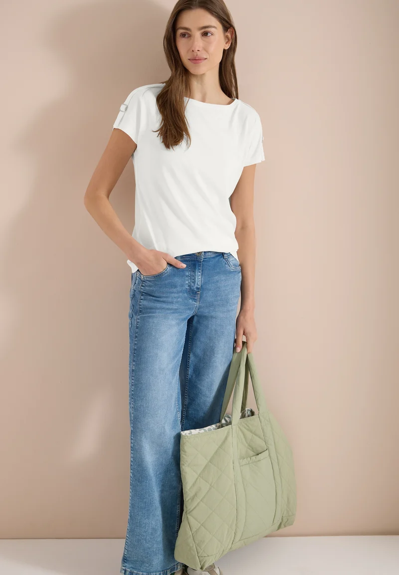 Buckle Detail Shoulder Shirt, vanilla white