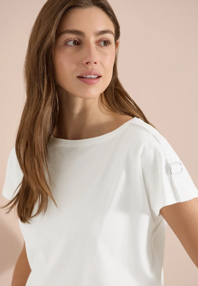 Buckle Detail Shoulder Shirt, vanilla white