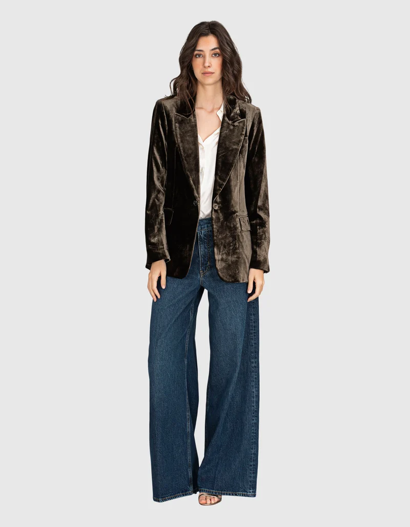 Slim-Fit Samt-Blazer mit Seiden-Anteil