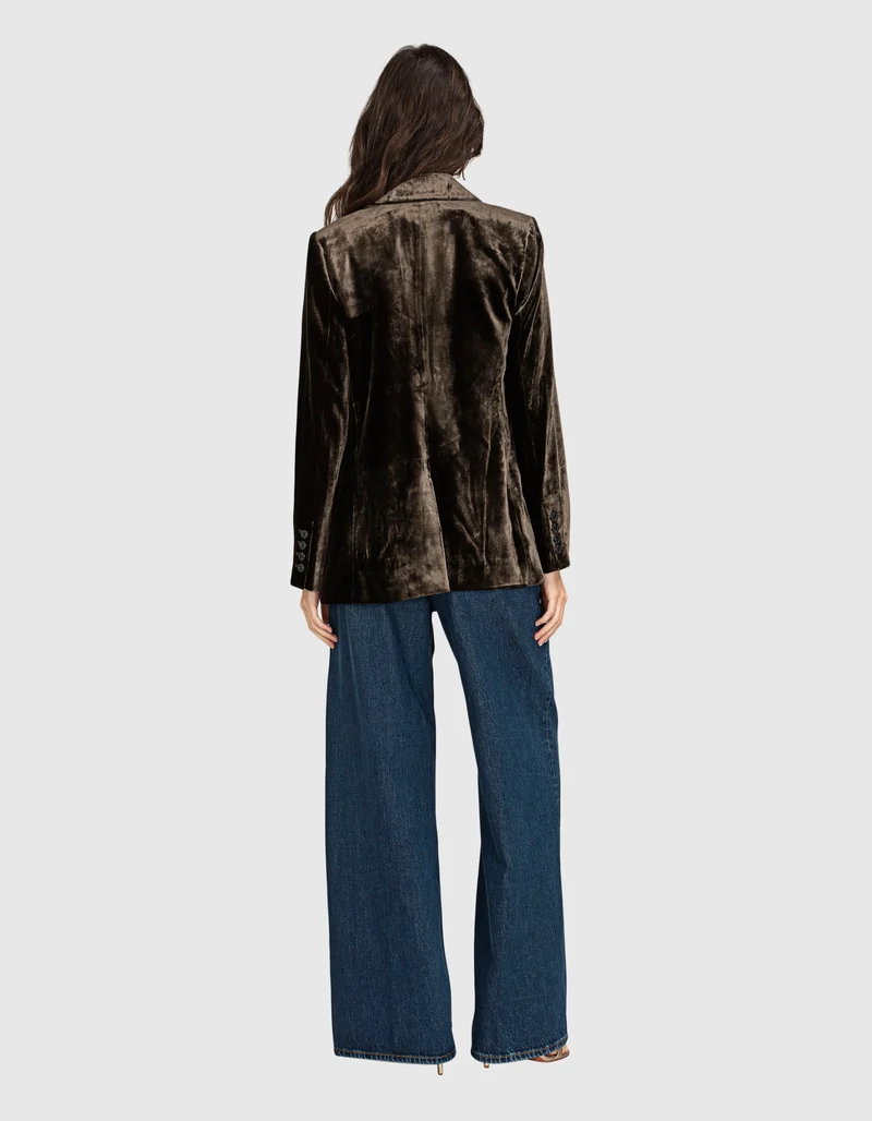 Slim-Fit Samt-Blazer mit Seiden-Anteil