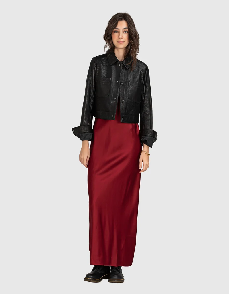 Cropped Lammlederjacke