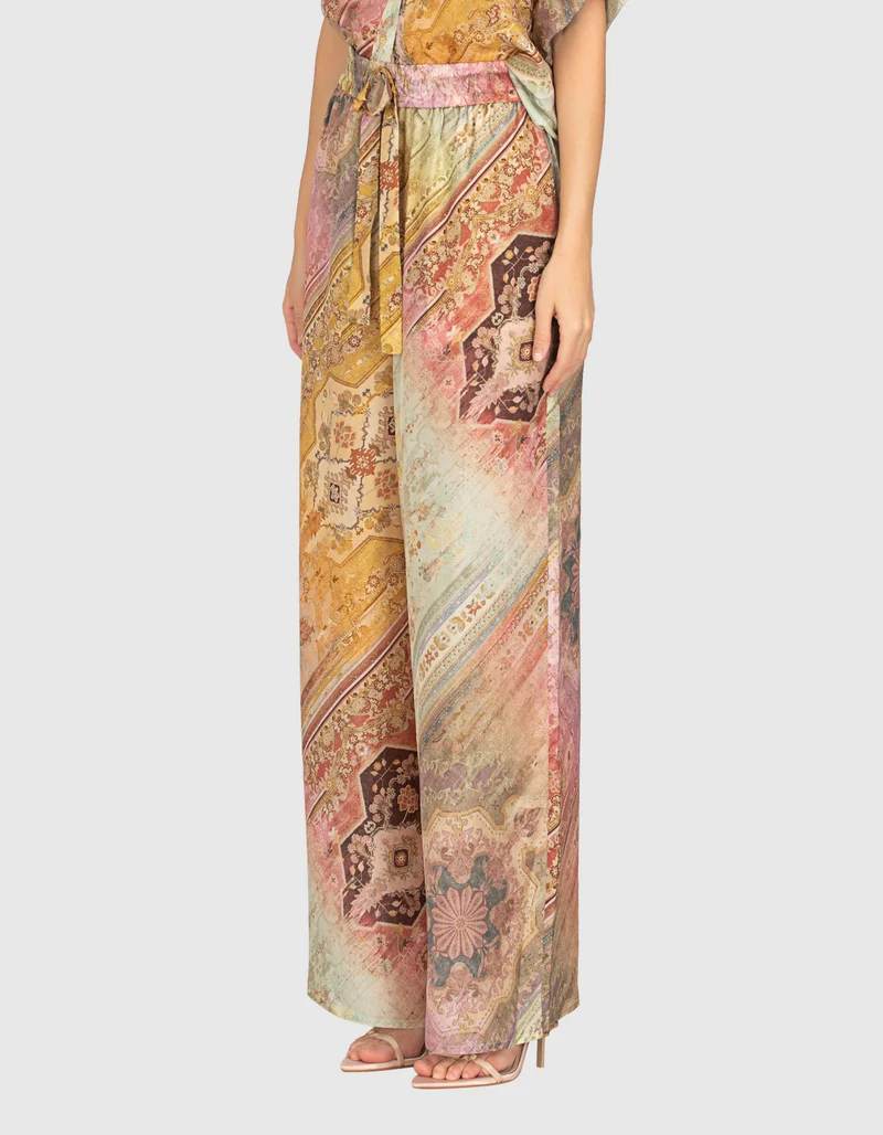 Wide-Leg Seidenhose Tallow
