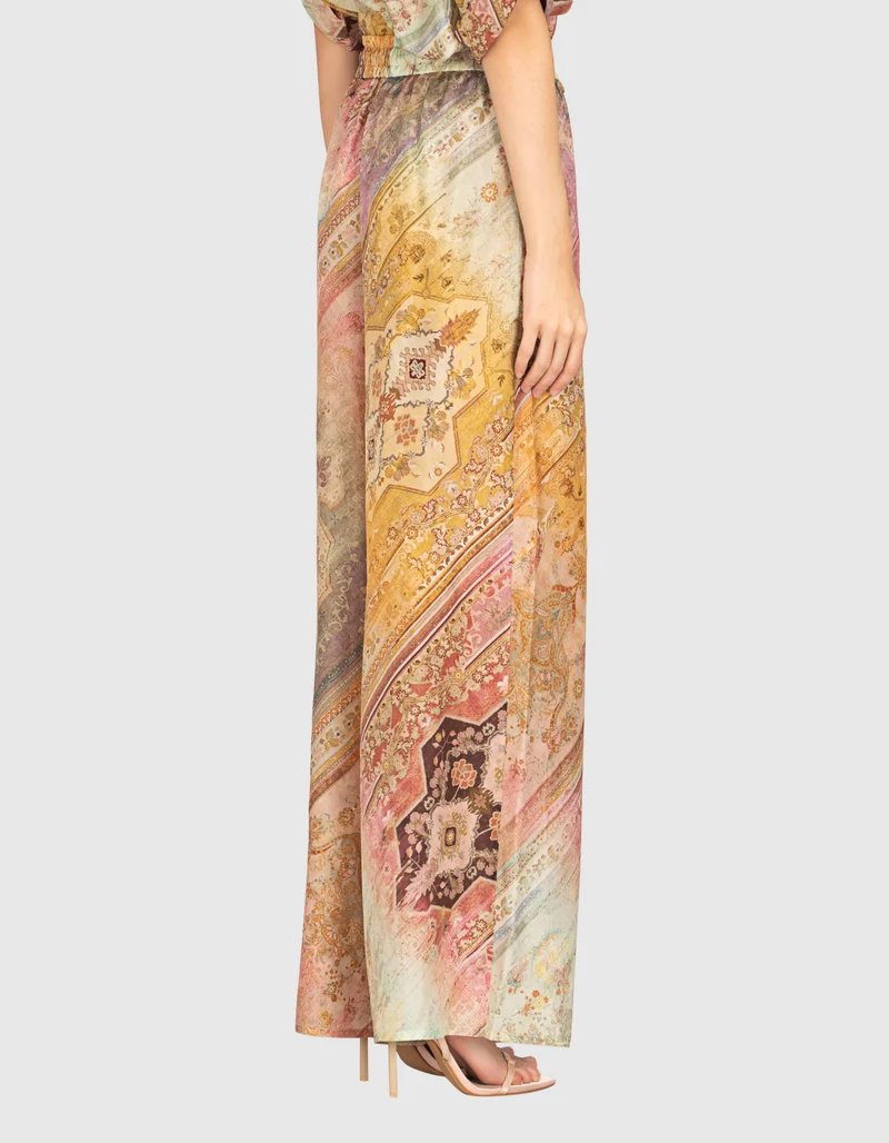 Wide-Leg Seidenhose Tallow