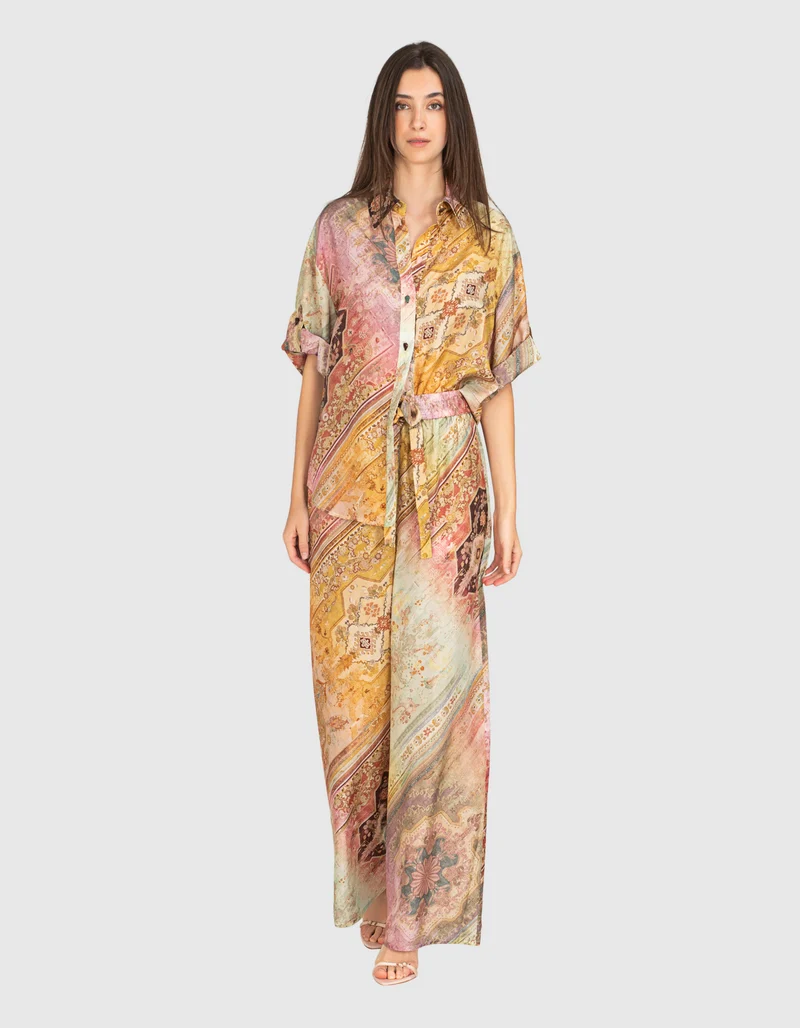 Wide-Leg Seidenhose Tallow