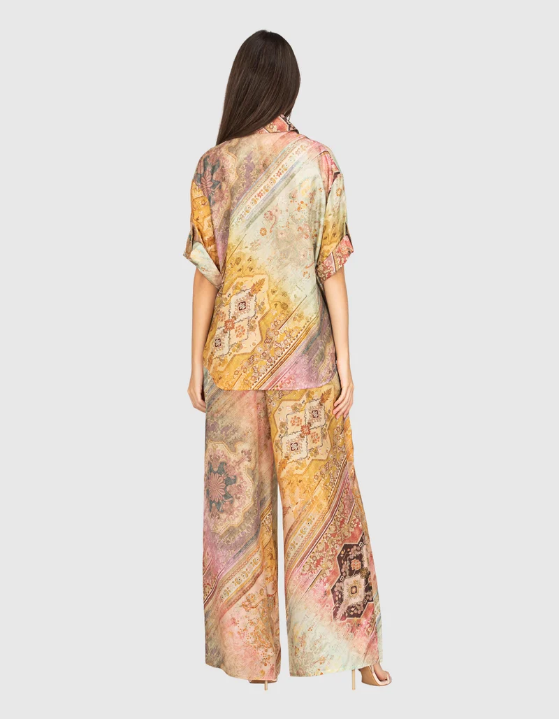 Wide-Leg Seidenhose Tallow