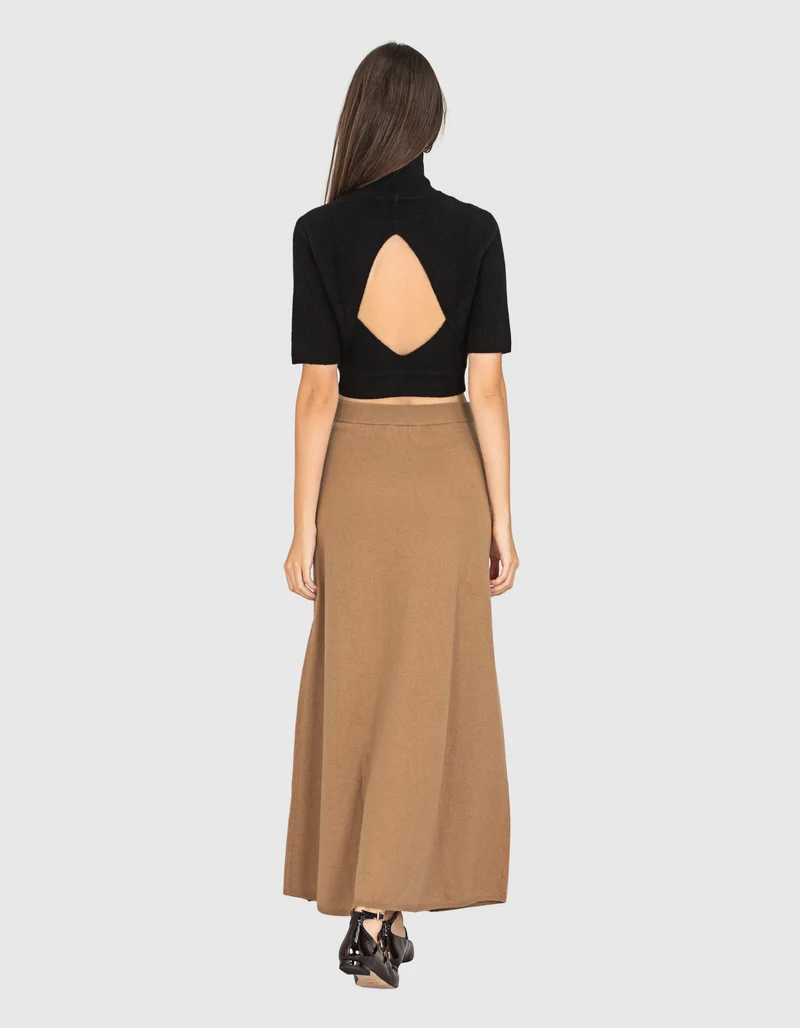 Kurzarm-Kaschmir Pullover mit Cut-Out