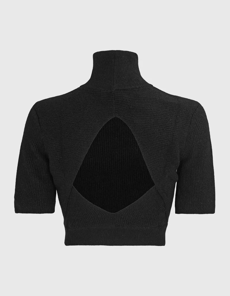 Kurzarm-Kaschmir Pullover mit Cut-Out