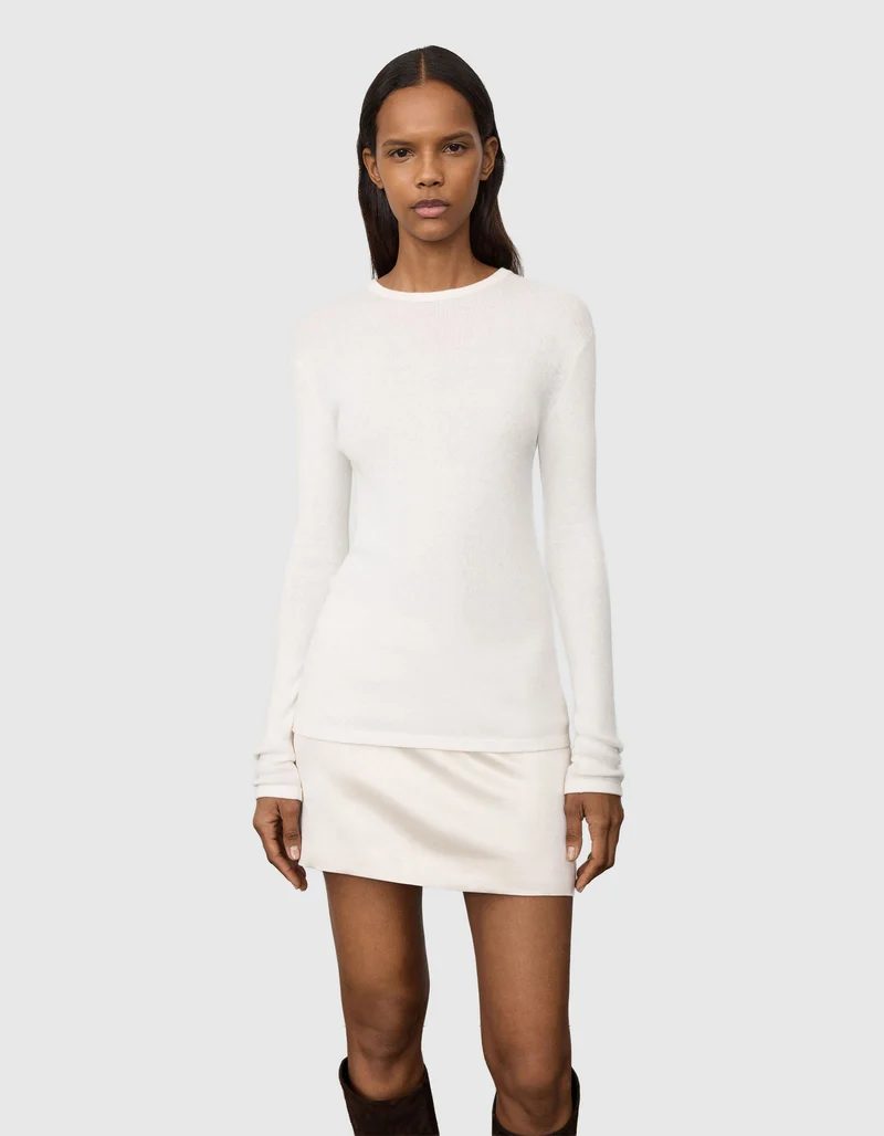Geripptes Longsleeve Vivian mit Kaschmiranteil