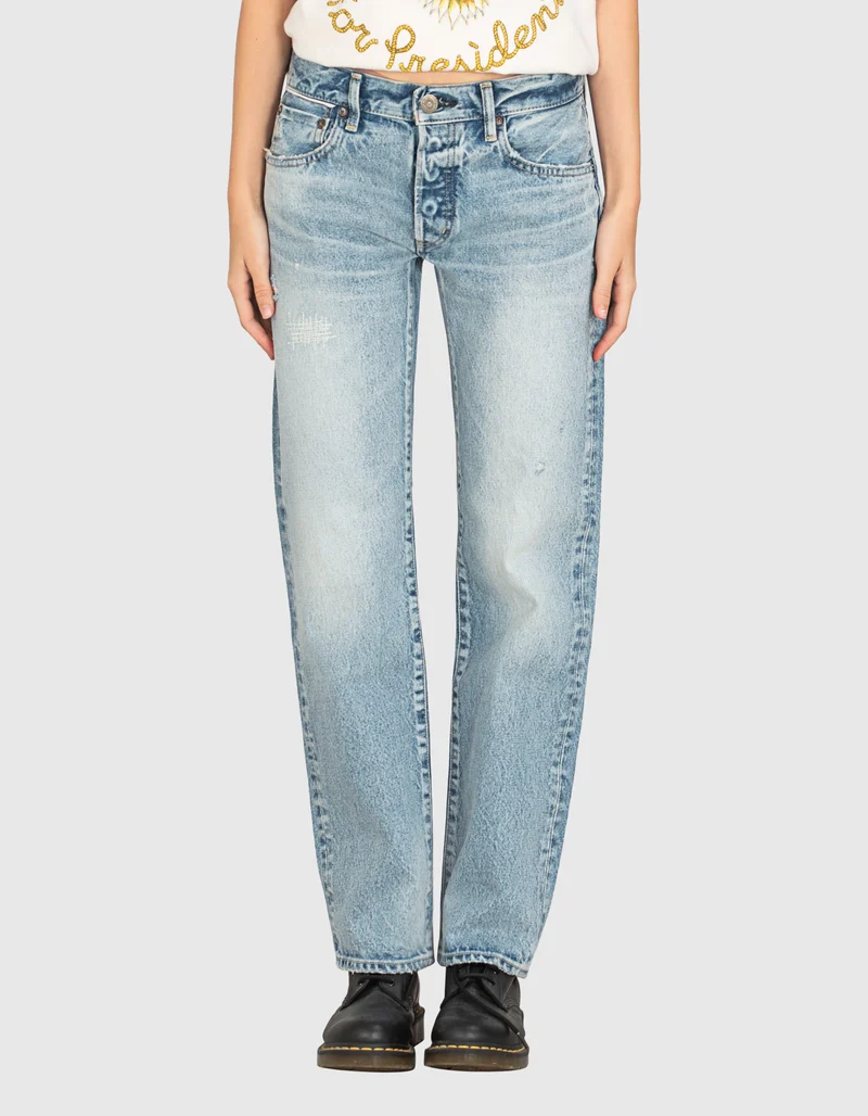 Destroyed Straight-Leg Jeans