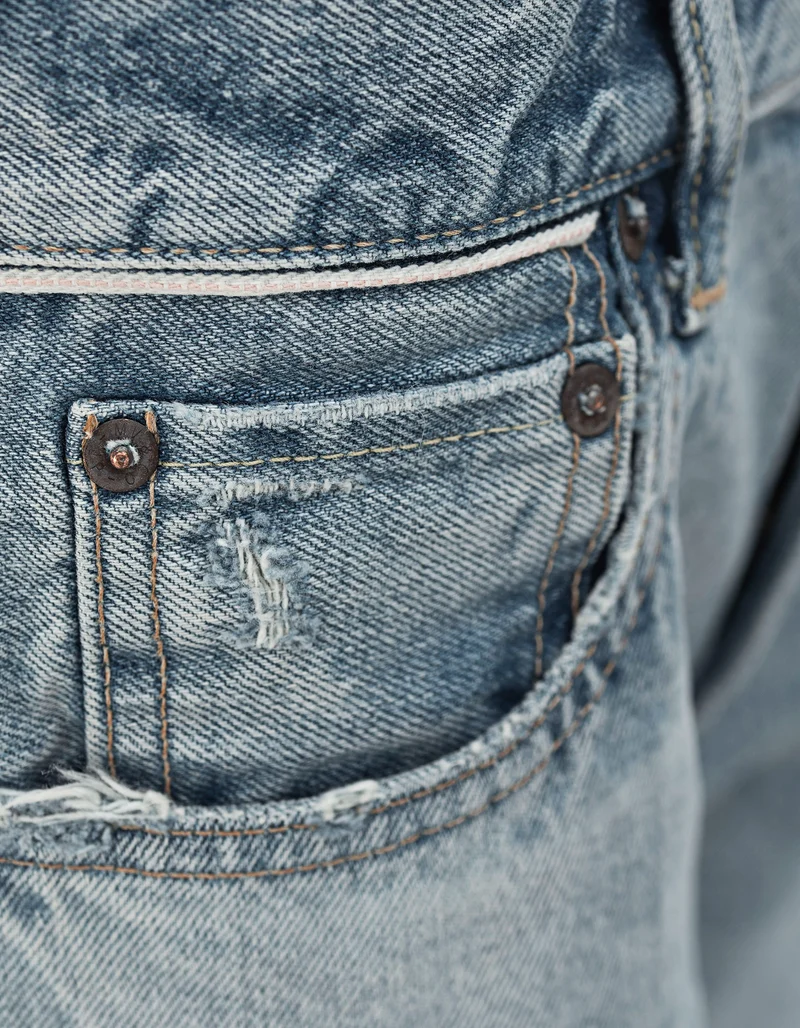 Destroyed Straight-Leg Jeans