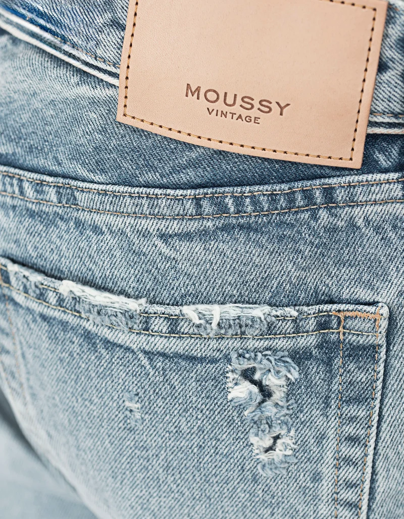 Destroyed Straight-Leg Jeans