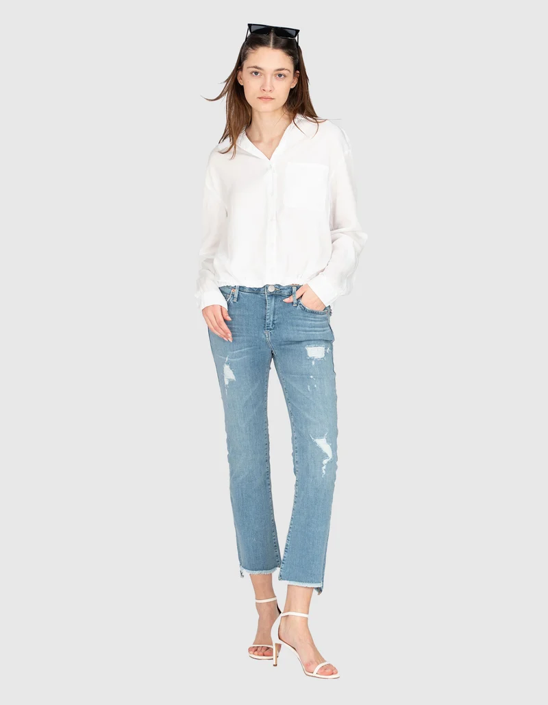 Kick-Flare Jeans Halle mit offenem Saum