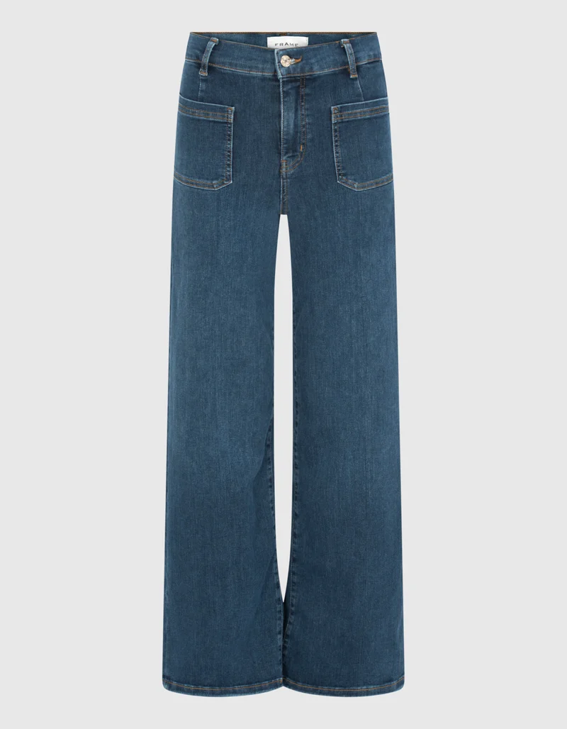 High-Rise Wide-Leg Jeans mit aufgesetzten Taschen