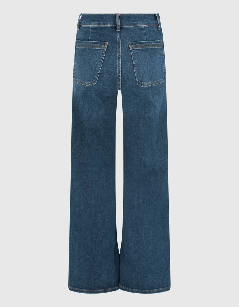 High-Rise Wide-Leg Jeans mit aufgesetzten Taschen
