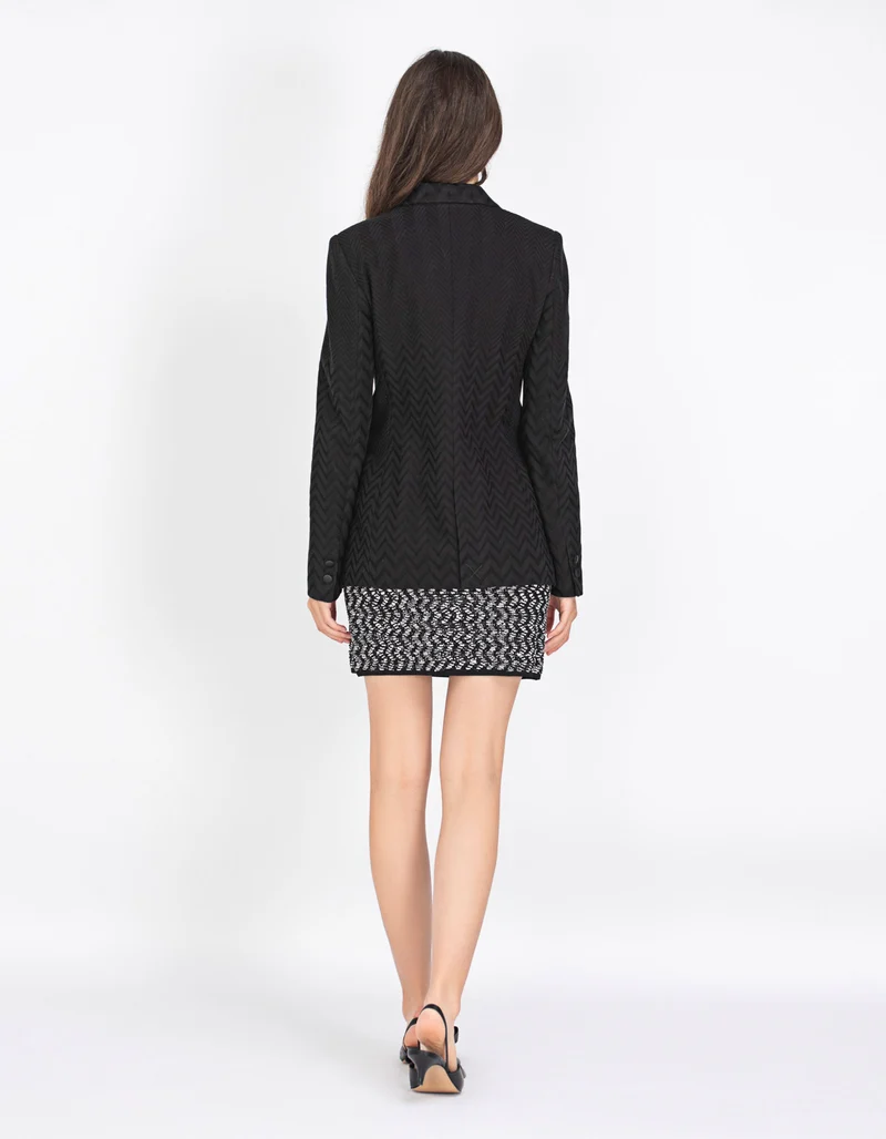 Gemusterter Blazer mit Satin-Revers