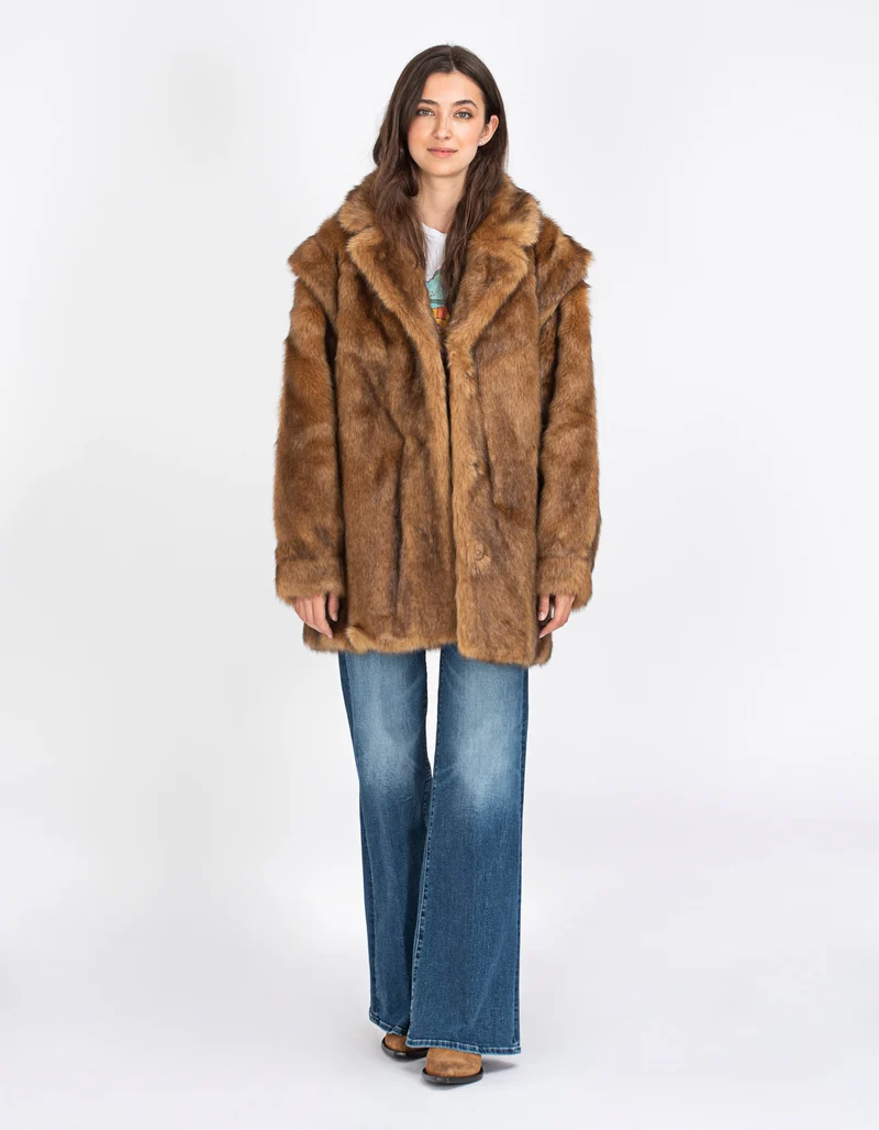 Faux-Fur Kurzmantel