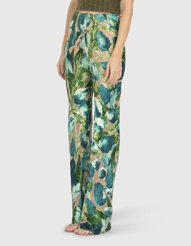 Gemusterte Seiden-Mix Hose