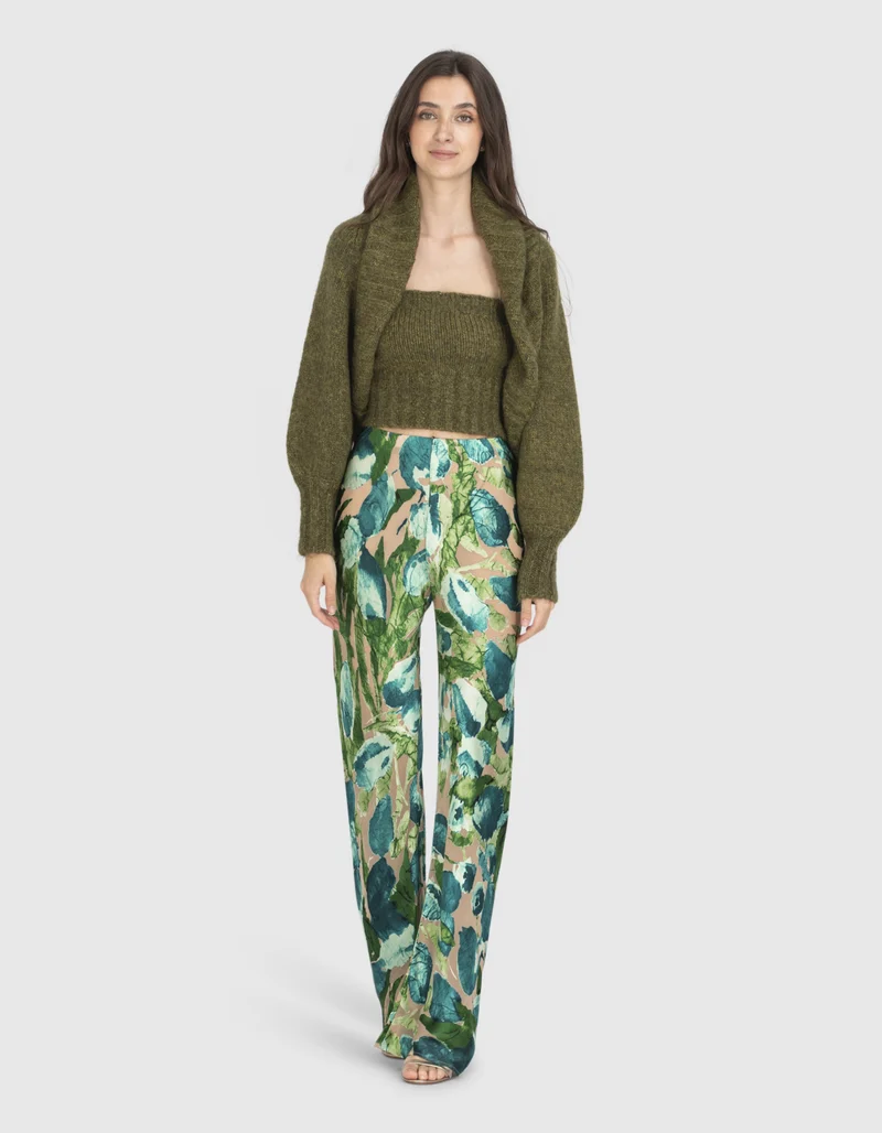 Gemusterte Seiden-Mix Hose
