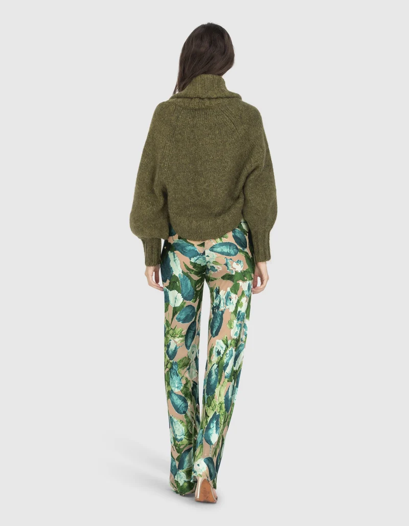 Gemusterte Seiden-Mix Hose