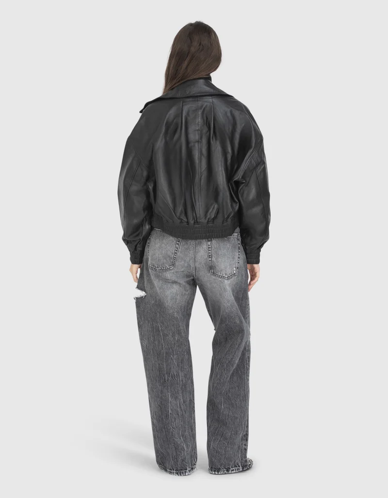 Schaf-Leder Bomberjacke