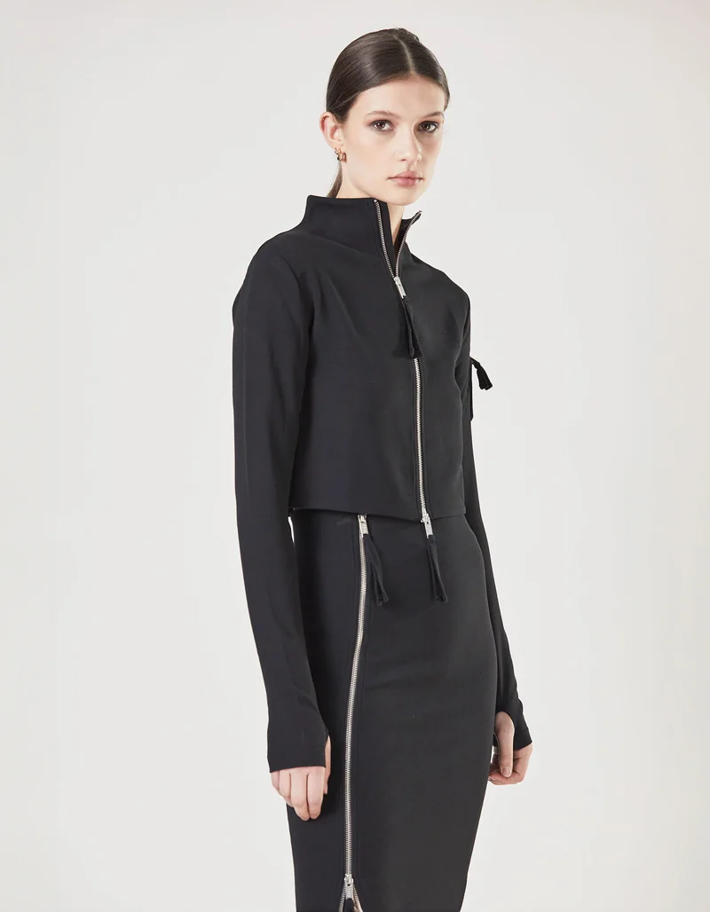 Cropped Zipper-Jacke