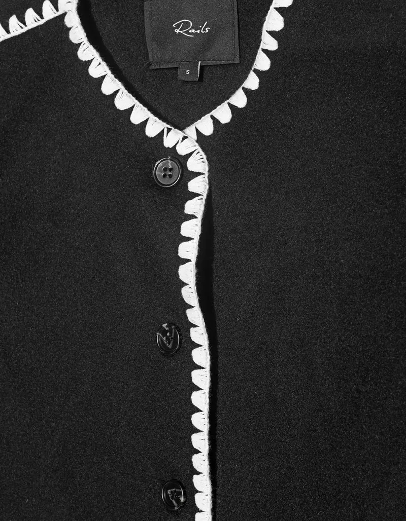 Woll-Mix Boxy-Jacke mit Ziernähten