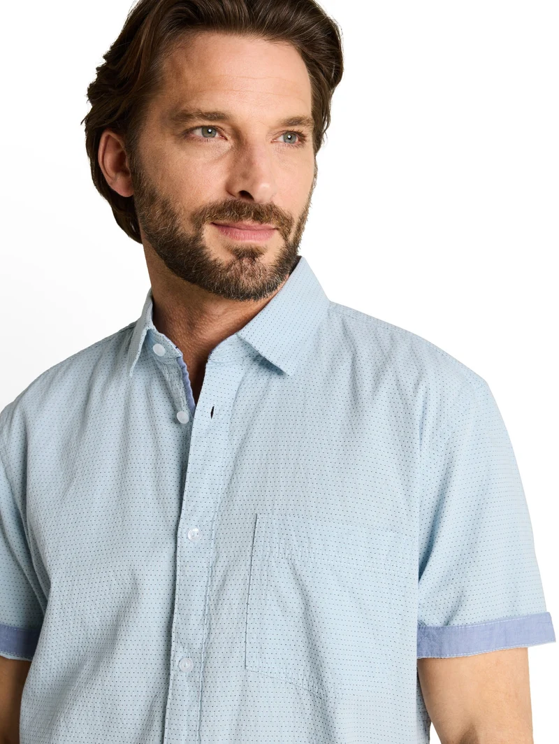 structured shirt, light blue dot structure