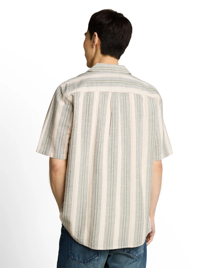 comfort striped shirt, olive multicolor stripe