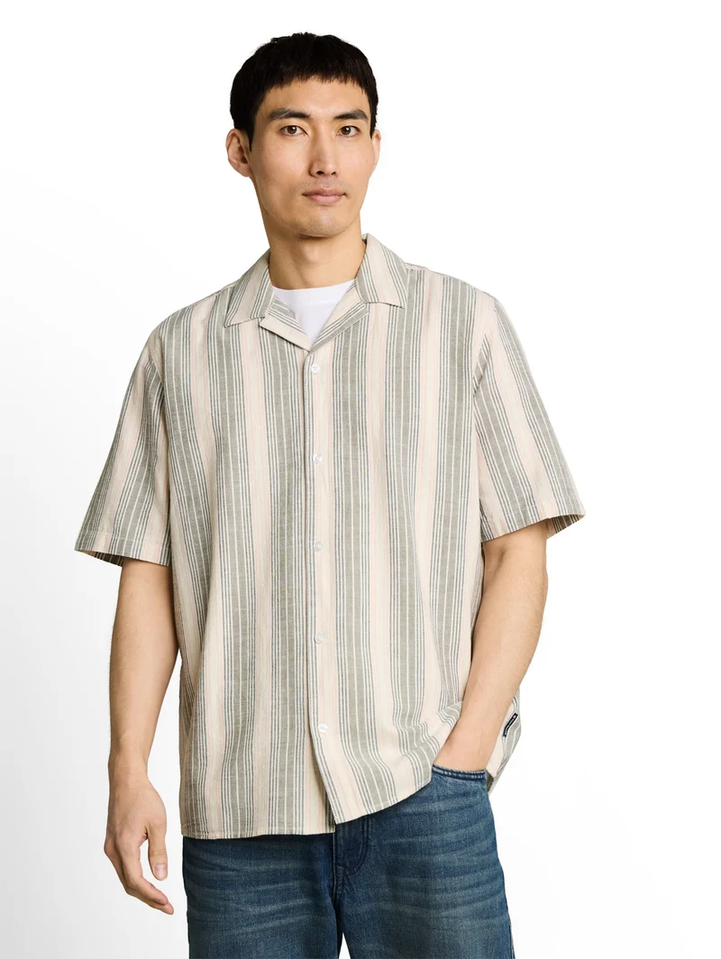 comfort striped shirt, olive multicolor stripe