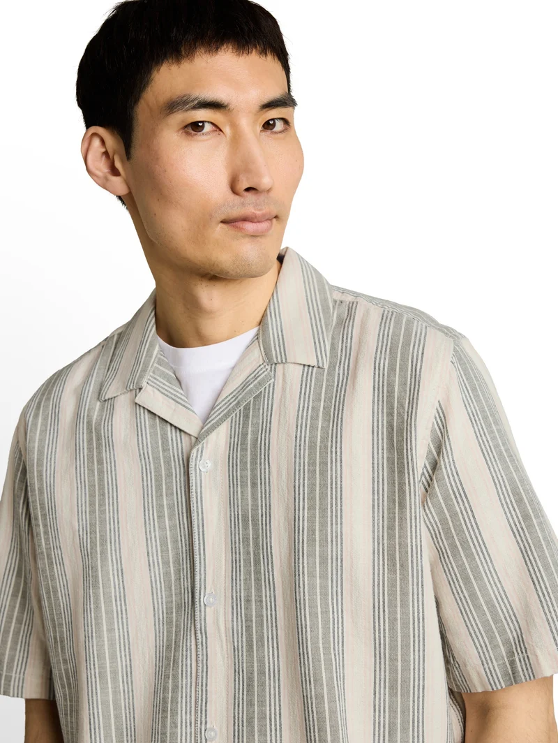 comfort striped shirt, olive multicolor stripe