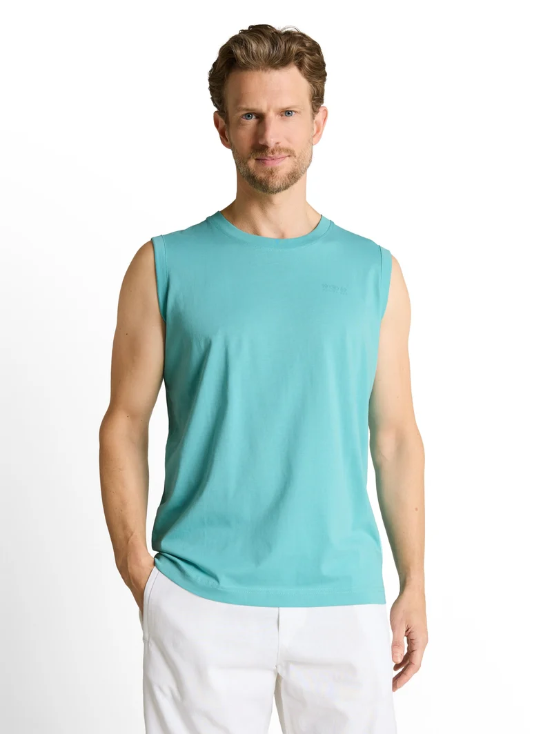 printed tanktop, river teal