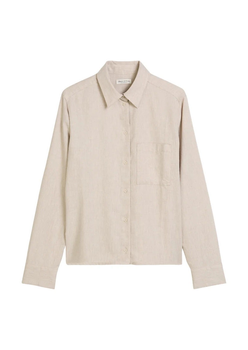 Blouse, fitted shape, kent collar,, chalky mauve melange