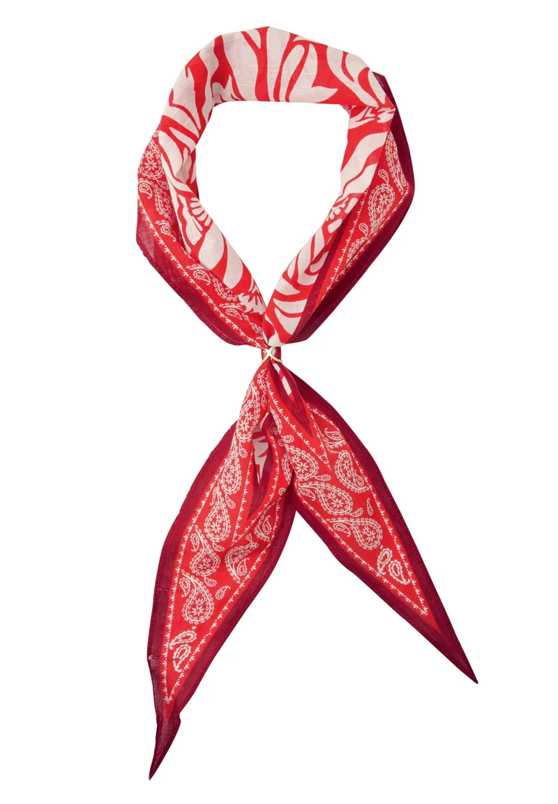 Diamond Bandana with Bead, chili red